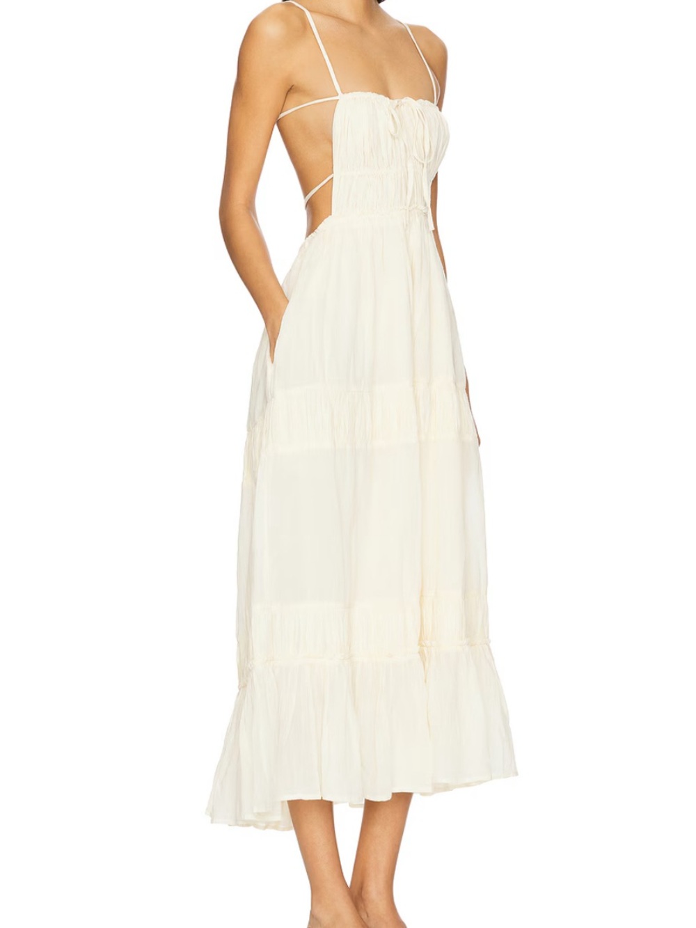 Free People-Cream Spaghetti Strap Sundress - Picture 2 of 7